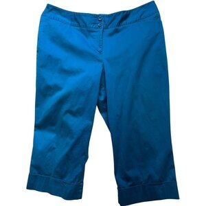 Lane Bryant Women's Cropped Ankle Pants Flat Front Size 20 Blue Solid Pockets